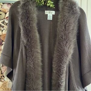 Fur Cotton Knit Charcoal Gray Sweater
